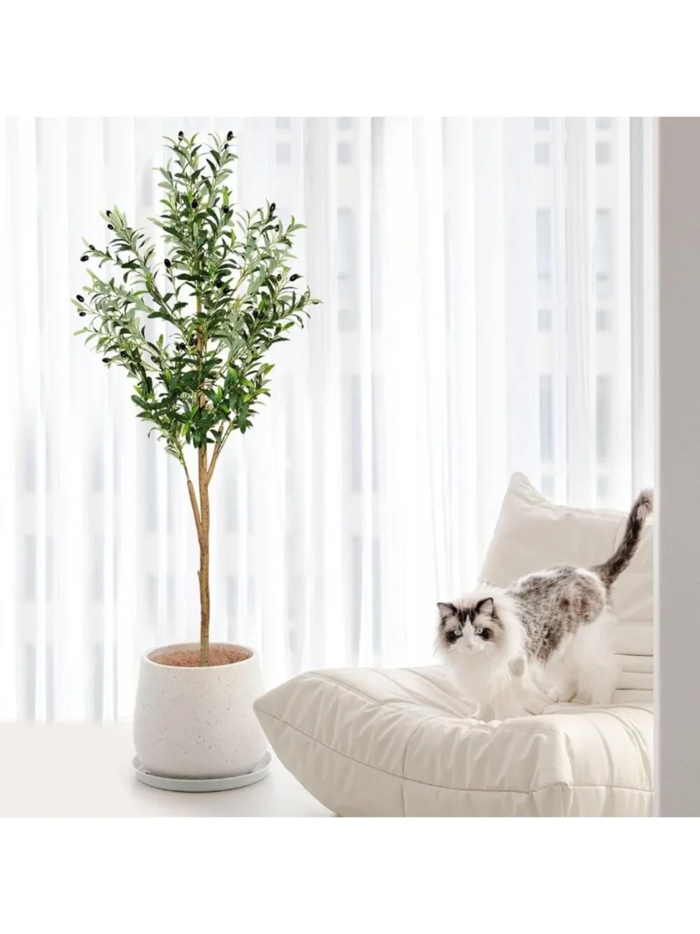 6ft Faux Olive Tree - Realistic Artificial Silk Plant for Home & Office Decor